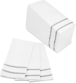 img 4 attached to 🎉 Fete Decorative Hand Towels Disposable: Elegant Silver Design, 100 Linen-Feel Guest Towels for Formal Dinners, Anniversaries, and Weddings - Perfect for Tables, Guestrooms, and Restrooms - 8.5x4-Inches Folded