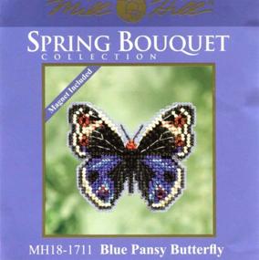 img 2 attached to Delight in Crafting with the Exquisite Blue Pansy Butterfly Beaded Cross Stitch Kit by Mill Hill 2017 Spring Bouquet MH181711