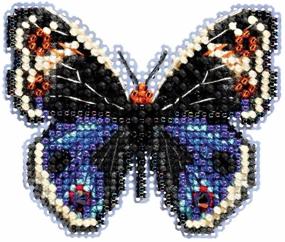 img 3 attached to Delight in Crafting with the Exquisite Blue Pansy Butterfly Beaded Cross Stitch Kit by Mill Hill 2017 Spring Bouquet MH181711