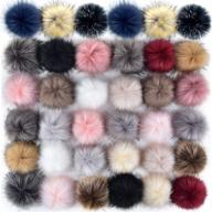 coopay 36 pieces faux fox fur pom pom balls: vibrant mix colors for diy hats, keychains, scarves & more! logo