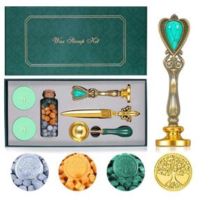 img 4 attached to 🎁 CALIYO Vintage Wax Seal Stamp Kit with Lucky Tree Design, Anti-Scalding Melting Spoon, and Sealing Wax Beads - Complete Gift Box Set