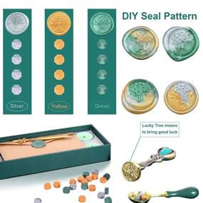 img 1 attached to 🎁 CALIYO Vintage Wax Seal Stamp Kit with Lucky Tree Design, Anti-Scalding Melting Spoon, and Sealing Wax Beads - Complete Gift Box Set