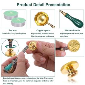 img 2 attached to 🎁 CALIYO Vintage Wax Seal Stamp Kit with Lucky Tree Design, Anti-Scalding Melting Spoon, and Sealing Wax Beads - Complete Gift Box Set