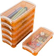 🎨 btsky large capacity pencil box, white buckles, office supplies organizer, brush painting pencils storage box, watercolor pen container, drawing tools holder - orange (6 pack) логотип