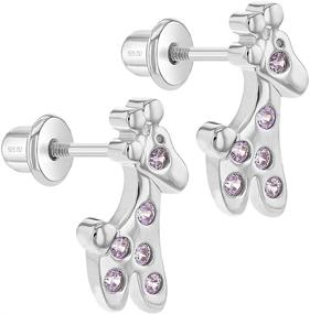 img 3 attached to 🦒 925 Sterling Silver Pink Cubic Zirconia Giraffe Screw Back Earrings for Toddlers, Young Girls & Pre Teens - Perfect Animal Lover Kids' Earrings, Fun and Trendy Giraffe Screw Backs