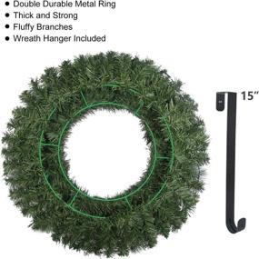 img 1 attached to 24-Inch Christmas Wreath with LED String Lights - Artificial Door Wreath - Pre-lit DIY Xmas Pine Garland - Battery Operated with 75 LEDs - Includes Wreath Hanger