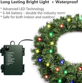 img 2 attached to 24-Inch Christmas Wreath with LED String Lights - Artificial Door Wreath - Pre-lit DIY Xmas Pine Garland - Battery Operated with 75 LEDs - Includes Wreath Hanger