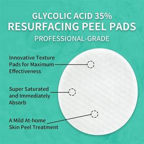 img 2 attached to 35% AHA Glycolic Acid Resurfacing Peel Pads with Vitamins B5, C & E, Green Tea Extract - Targets Dark Spots, Acne, Breakouts, Fine Lines & Wrinkles - 50 Pads, Anti-Aging Formula