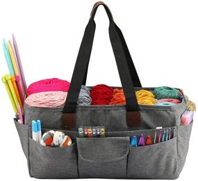 img 4 attached to 🧶 KOKNIT Yarn Storage Basket: Foldable Canvas Fabric Decorative Container with Handles for Yarn & Craft Organization