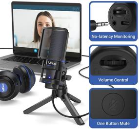 img 3 attached to 🎙️ VeGue USB Microphone VM30 - Condenser Gaming PC Mic with Gain Control, Headphone Output for Twitch Streaming, Podcasting, Chatting, Recording - Compatible with MAC Laptop, Windows Desktop