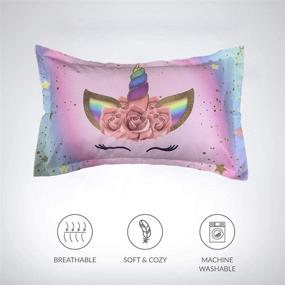 img 1 attached to 🦄 ADASMILE A & S Kids Unicorn Pillow Cases - Rainbow Envelope Pillow Cover for Girls Bedroom Decor - Unique Gift with Decorative Slip - Size: 20"x30