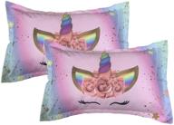 🦄 adasmile a & s kids unicorn pillow cases - rainbow envelope pillow cover for girls bedroom decor - unique gift with decorative slip - size: 20"x30 logo