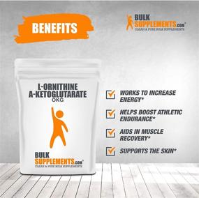 img 2 attached to 💪 BulkSupplements.com OKG (L-Ornithine Alpha-Ketoglutarate) Powder - Nitric Oxide Energy Supplement for Workouts - 100 Grams (3.5 oz)
