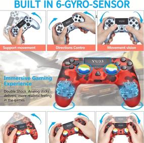 img 1 attached to 🎮 YU33 2 Pack Wireless Controller PS4 | Compatible with Playstation 4 System | Gaming Pa4 Remote Control | Titanium Blue & Red Camouflage | Ideal Joystick Gift for Christmas and Birthday | Not Original