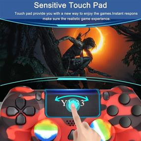 img 2 attached to 🎮 YU33 2 Pack Wireless Controller PS4 | Compatible with Playstation 4 System | Gaming Pa4 Remote Control | Titanium Blue & Red Camouflage | Ideal Joystick Gift for Christmas and Birthday | Not Original