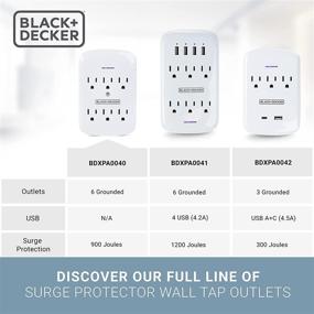 img 3 attached to 🔌 Black + Decker Surge Protector Wall Mount, 2 Pack, White - Compact Power Adapter Tap with 6 Grounded Outlets, Indicator Light, Automatic Shutdown - 3-Prong Power Outlet Plug for Bathroom, Bedroom