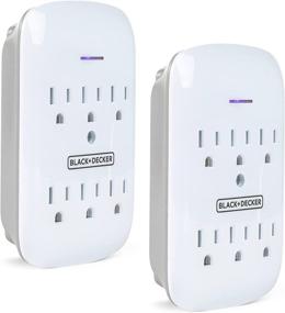 img 4 attached to 🔌 Black + Decker Surge Protector Wall Mount, 2 Pack, White - Compact Power Adapter Tap with 6 Grounded Outlets, Indicator Light, Automatic Shutdown - 3-Prong Power Outlet Plug for Bathroom, Bedroom