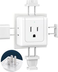 img 4 attached to 🔌 5 Way Wall Outlet Extender Splitter | SUPERDANNY Flat Plug Adapter - 2 Pack, White