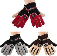 🧤 boys winter gloves - full finger fleece thermal gloves for windproof driving, cycling, and outdoor activities - 3 pairs logo