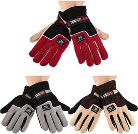 img 4 attached to 🧤 Boys Winter Gloves - Full Finger Fleece Thermal Gloves for Windproof Driving, Cycling, and Outdoor Activities - 3 Pairs