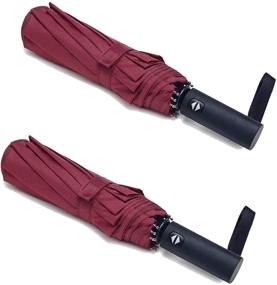 img 4 attached to 🌂 PFFY Windproof Collapsible Compact Umbrella - Top Folding Umbrellas