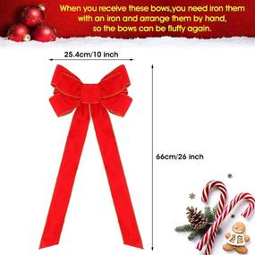 img 3 attached to 🎄 12-Piece Red Christmas Bows – Velvet Bows for Christmas Wreaths, Holiday Ornaments – Gold Wired Edge Ribbon Bows for Indoor and Outdoor Home Tree Decoration – 26 x 10 Inches