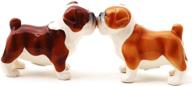 💋 pacific trading bulldog kissing ceramic salt and pepper shaker set with magnetic feature logo