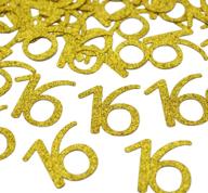 sparkly gold 16th birthday confetti: 100 glamorous pcs for unforgettable 16th birthday & anniversary party (16,gold) logo