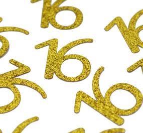 img 2 attached to Sparkly Gold 16th Birthday Confetti: 100 Glamorous Pcs for Unforgettable 16th Birthday & Anniversary Party (16,Gold)