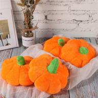 plush pumpkin toy - soft fluffy stuffed pumpkin throw pillow for thanksgiving and halloween - decorative sofa cushion, small stuff pumpkin toys, orange 6.3 inch - perfect for home decoration, party favors logo