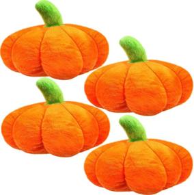 img 3 attached to Plush Pumpkin Toy - Soft Fluffy Stuffed Pumpkin Throw Pillow for Thanksgiving and Halloween - Decorative Sofa Cushion, Small Stuff Pumpkin Toys, Orange 6.3 Inch - Perfect for Home Decoration, Party Favors