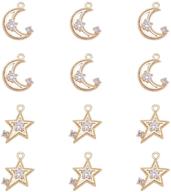 💎 sparkle with nbeads 12 pcs real gold plated micro pave cubic zirconia rhinestone pendants - perfect for diy jewelry making! logo