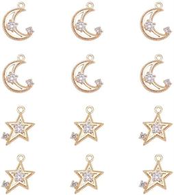 img 4 attached to 💎 Sparkle with NBEADS 12 Pcs Real Gold Plated Micro Pave Cubic Zirconia Rhinestone Pendants - Perfect for DIY Jewelry Making!