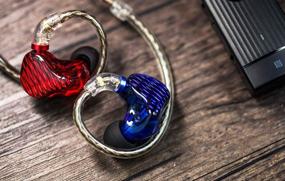 img 1 attached to 🎧 FiiO FA7 Top Over-Ear Headphones/Earphones with Detachable Cable Design, HiFi Quad Balanced Armature Driver, In-Ear Monitors for iOS and Android, Computer, PC, Tablet - Blue(L) and Red(R), Clear Abstract