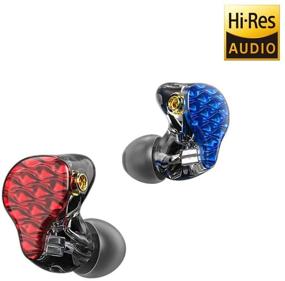 img 2 attached to 🎧 FiiO FA7 Top Over-Ear Headphones/Earphones with Detachable Cable Design, HiFi Quad Balanced Armature Driver, In-Ear Monitors for iOS and Android, Computer, PC, Tablet - Blue(L) and Red(R), Clear Abstract