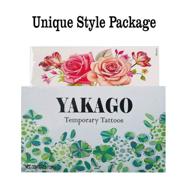 🌸 yakago 12 sheets flower temporary tattoos: stunning rose, cherry, peony, and peach blossom designs for women – waterproof, adult body art stickers logo