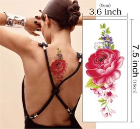 img 1 attached to 🌸 YAKAGO 12 Sheets Flower Temporary Tattoos: Stunning Rose, Cherry, Peony, and Peach Blossom Designs for Women – Waterproof, Adult Body Art Stickers