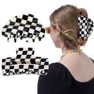 checker barrettes acrylic tortoise accessories logo