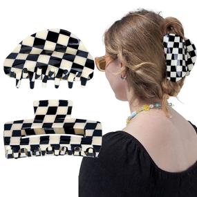 img 4 attached to Checker Barrettes Acrylic Tortoise Accessories