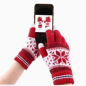 img 1 attached to 🧤 WaitingU Снежно-серые вязаные перчатки с сенсорным экраном: универсальные наружные перчатки для смартфонов, ноутбуков и других устройств с умной технологией прикосновения.