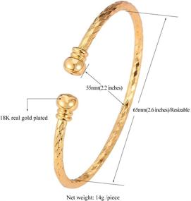 img 2 attached to 🌙 U7 Unisex Simple Cuff Bracelet: 18K Real Gold Platinum Plated Fine Bracelets - Fashion Jewelry featuring Heart, Crescent Moon, Turquoise, and Customizable Photo Bangle