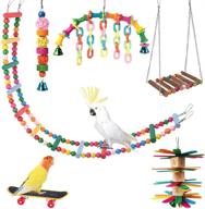 🐦 shellkingdom parrot toys: premium hanging wooden ladder, hammock chew perches, bells - perfect for macaws, cockatiels, parakeets, african grey parrot, lorikeets, conures logo