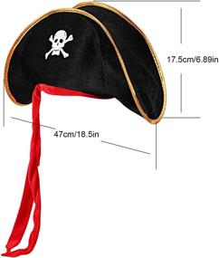 img 3 attached to 🏴 Caribbean Pirate Captain Costume Cap - Black Skull Print Hat Set of 2 Pieces for Fancy Dress Outfit Accessory