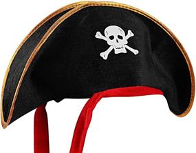 img 2 attached to 🏴 Caribbean Pirate Captain Costume Cap - Black Skull Print Hat Set of 2 Pieces for Fancy Dress Outfit Accessory