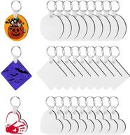 🔑 30pcs double-sided sublimation blank keychain set - round, square, and heart shaped diy keychain for present making on valentine's day, mother's day, 4th of july independence day logo