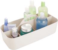 🧺 mdesign plastic portable storage organizer caddy tote - divided basket bin for bathroom, shower, dorm room - effortlessly holds soap, body wash, shampoo, conditioner, lotion - cream-colored essential logo