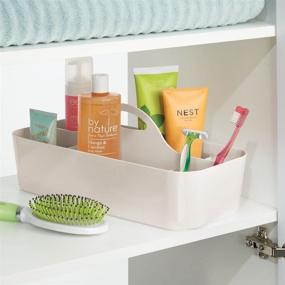 img 3 attached to 🧺 mDesign Plastic Portable Storage Organizer Caddy Tote - Divided Basket Bin for Bathroom, Shower, Dorm Room - Effortlessly Holds Soap, Body Wash, Shampoo, Conditioner, Lotion - Cream-Colored Essential