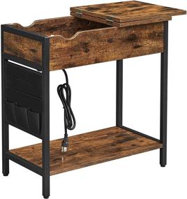 img 4 attached to 🔌 VASAGLE Rustic Brown and Black End Table with USB Ports, Power Outlets, and Storage Shelf - Perfect Charging Station and Nightstand for Living Room and Bedroom (ULET310B01V1)