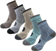 🧦 sevenseoul men's 5-pack full cushion mid-quarter length hiking socks logo