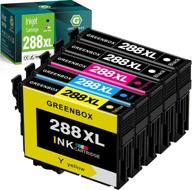 картриджи greenbox переработанные для epson 288 288xl t288 t288xl, совместимые с принтером expression home xp-440 xp-430 xp-330 xp-340 xp-434 xp-446 - набор из 2 черных, 1 голубого, 1 пурпурного, 1 желтого логотип